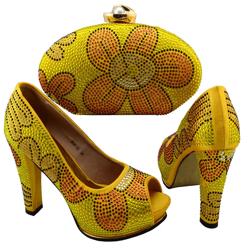 Набор из туфель и сумок Chrysoidine для женщин комплект в африканском стиле сумочки