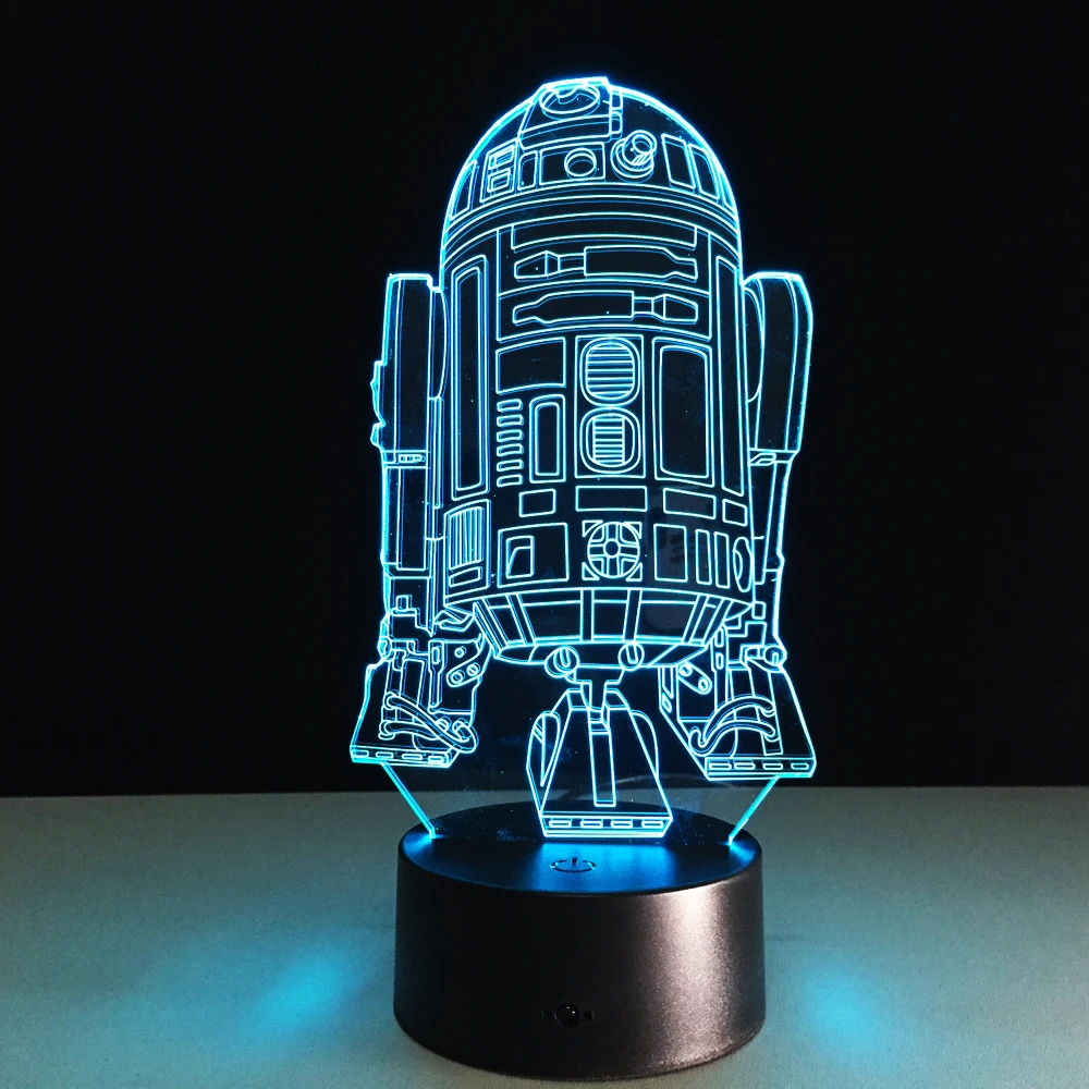 Крутой робот R2D2 новинка 3D светильник светодиодный прикроватная лампа настольная