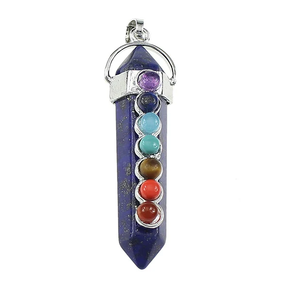 lapis lazuli Мода натуральный драгоценный камень кулон Стразы шикарные ювелирные изделия кристалл шестиугольные остроконечные рейки подвески ожерелья бусы - Окраска металла: lapis lazuli