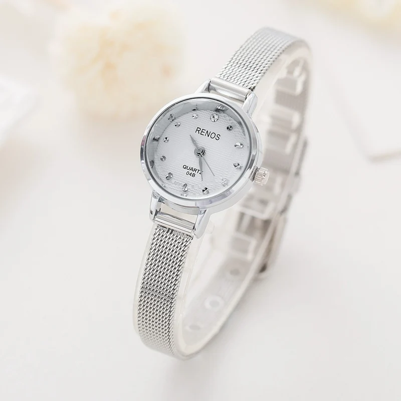 Женские часы RENOS с коробкой простые черные белые розовые наручные модные