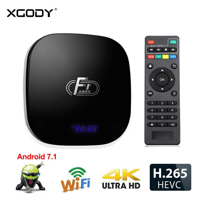 XGODY A95X F1 Смарт ТВ приставка Android 7 1 Wi Fi Оперативная память 2 Гб Встроенная 16