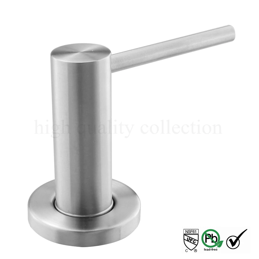

Solid 304 Brushed Stainless Steel Kitchen Sink Liquid Soap Dispenser Spot Head 17 OZ (500ML)Bottle Deck Installation
