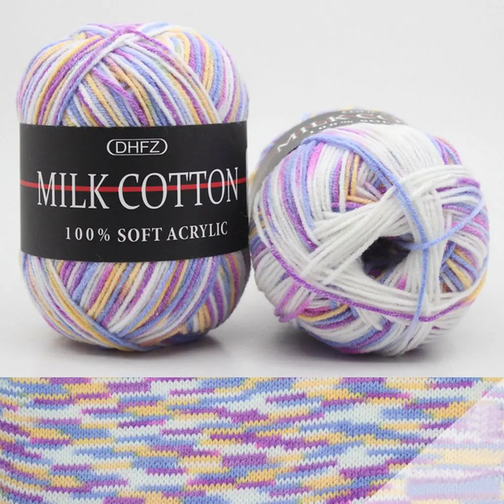 50g/Ball Colorful 3 ply Yarn Handmade DIY Scarf Pillow Blanket Knitting Crochet Soft Milk Cotton Yarn Hand Knitting Supplies