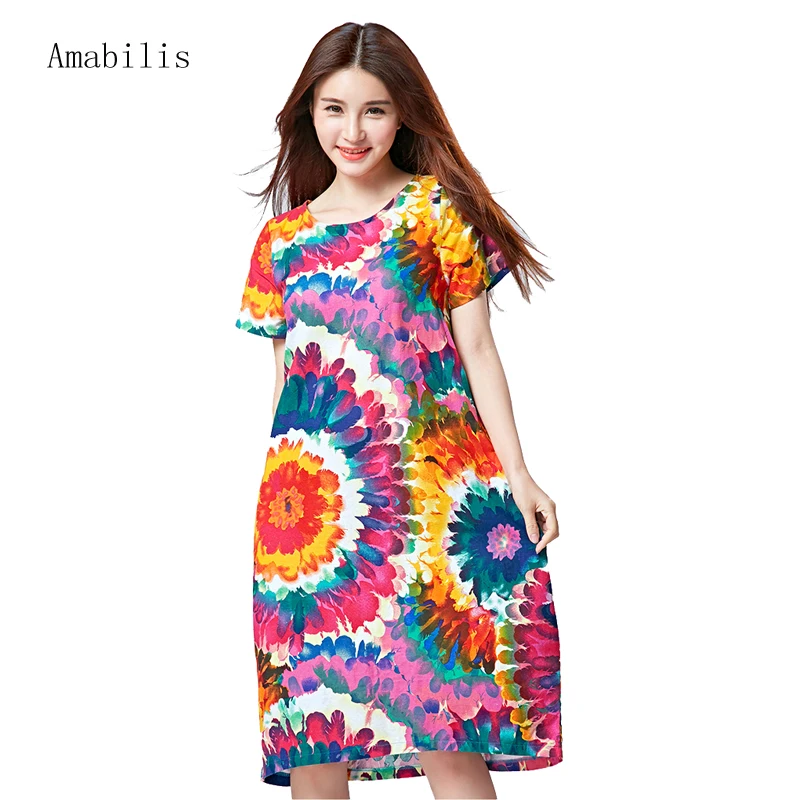 Amabilis Мода 2017 г. Harajuku Свободные Повседневное платье раздел печати элегантная
