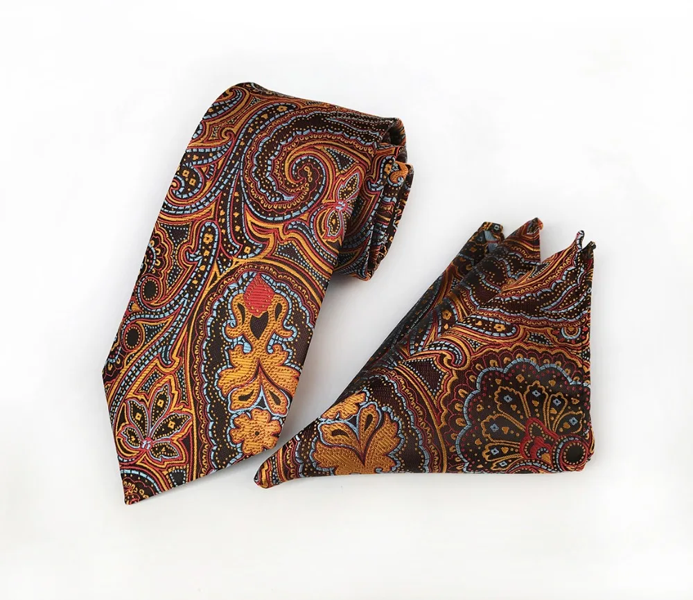 Gusleson 8 см классический галстук Hanky набор для мужской, карманный, квадратный плед Пейсли Цветочные жаккардовые галстуки для мужчин галстук платок Набор
