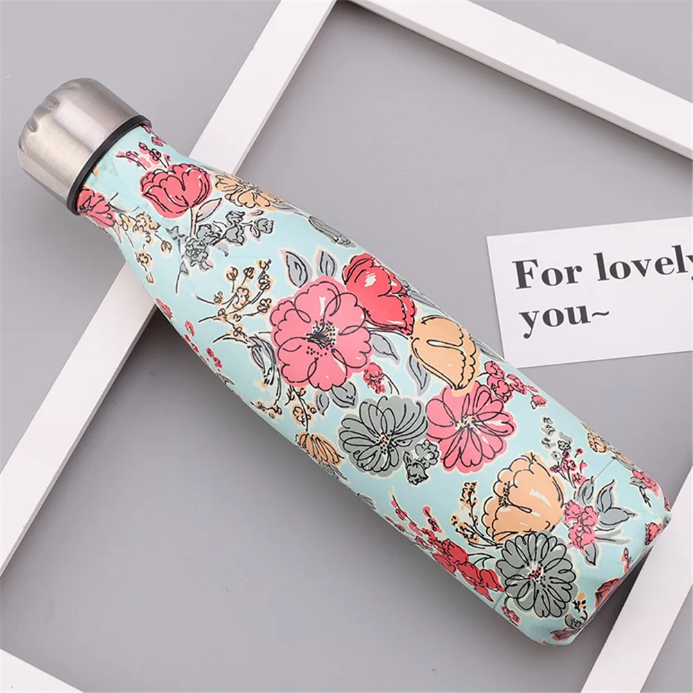 

Floral Water Bottle BPA Free Thermos Double Wall Stainless Steel Insulated Vacuum Bottle Starry sky Cup Portable Drink Bottle