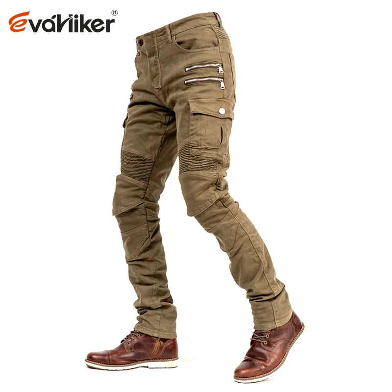 New Khaki Black Blue Motorcycle Pants Men Moto Jeans Zipper Protective Gear Motorbike Trousers Motocross Pants Moto Pant
