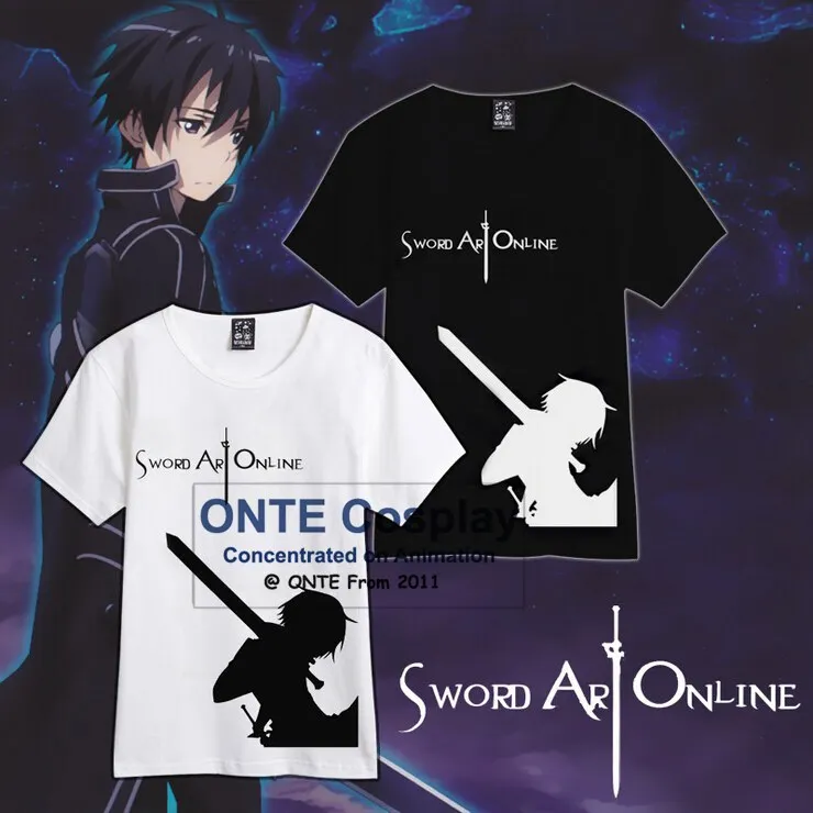 ONTE/модный костюм японского маскарадного меча онлайн черно-белая футболка Kirigaya