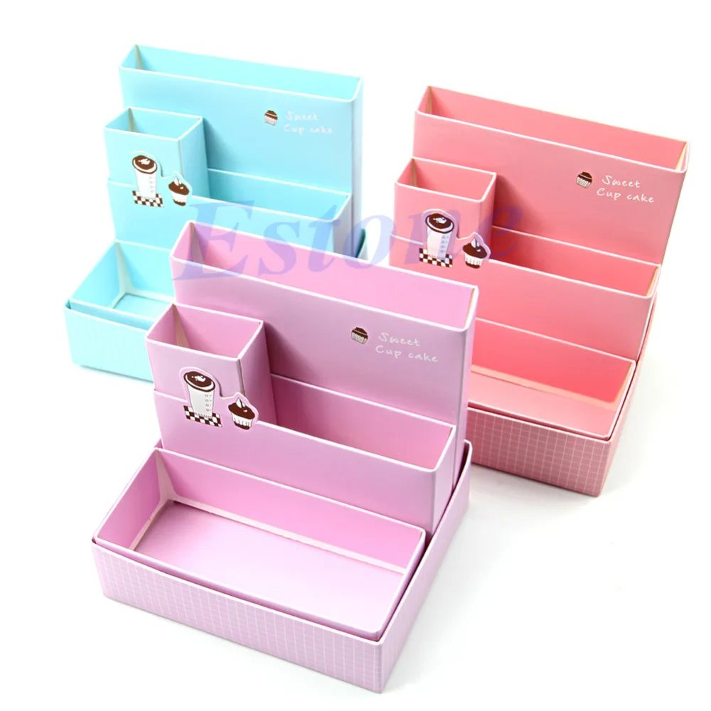 

New Paper Board Storage Box Desk Decor DIY Stationery Makeup Cosmetic Organizer