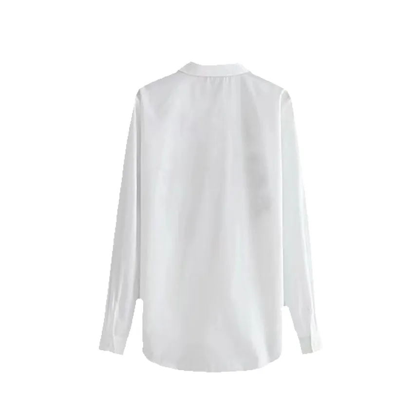 Women White Shirt Embroidery Blouse Long Sleeve Turn-down Collar Tops Chemise femme | Женская одежда