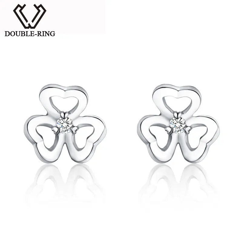 

DOUBLE-R, Подлинная 0.04ct серьги с цветами из алмазов, женские серьги из стерлингового серебра 925 пробы, романтические серьги-гвоздики для помолвк...