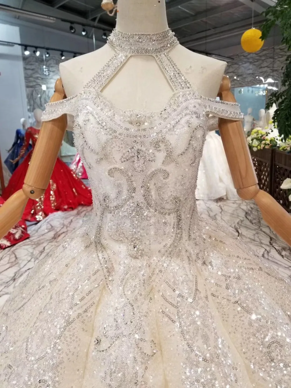 Новинка 2019 года Bling блестками шарик ручной работы свадебные платья Высокое