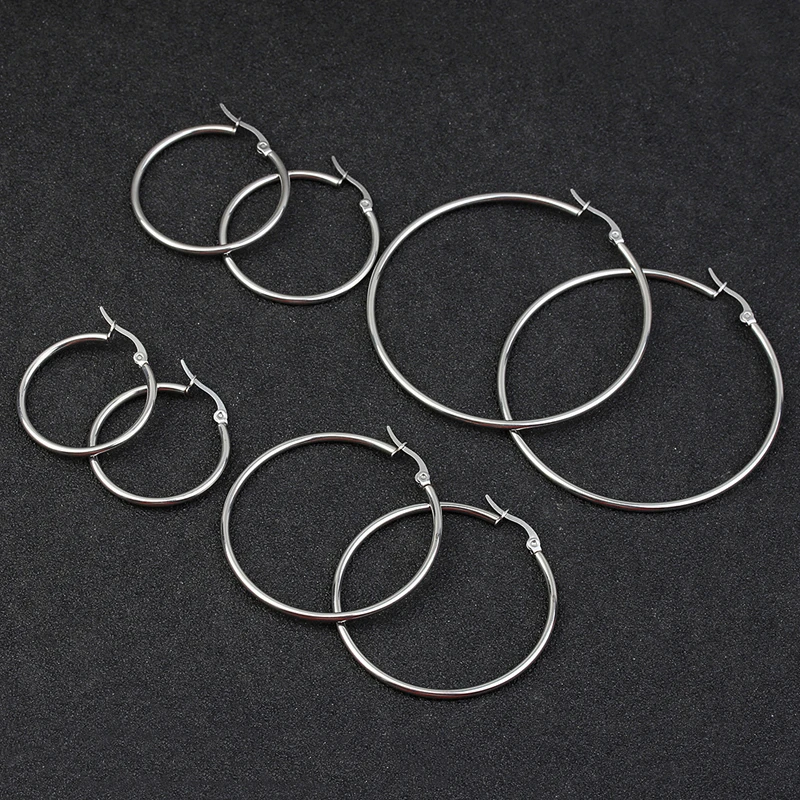 Женские гладкие круглые серьги Kinitial геометрические из нержавеющей стали в 5