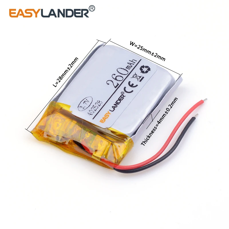 10 шт./лот 3 7 v литий-ионный полимерный аккумулятор 402528 260MAH Bluetooth гарнитура колонки