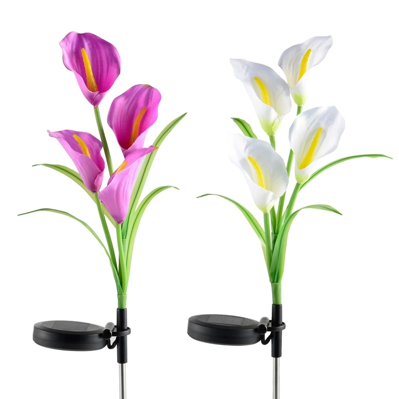 Outdoor Solar Garden Lights Led Powered Stake Path With 8 Calla Lily Flower Multi-Color Changing S | Лампы и освещение