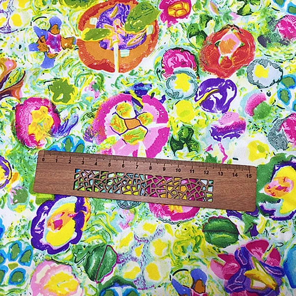 Thick 22momme colorful Abstract graffiti pure silk satin charmeuse fabric SSC319 |