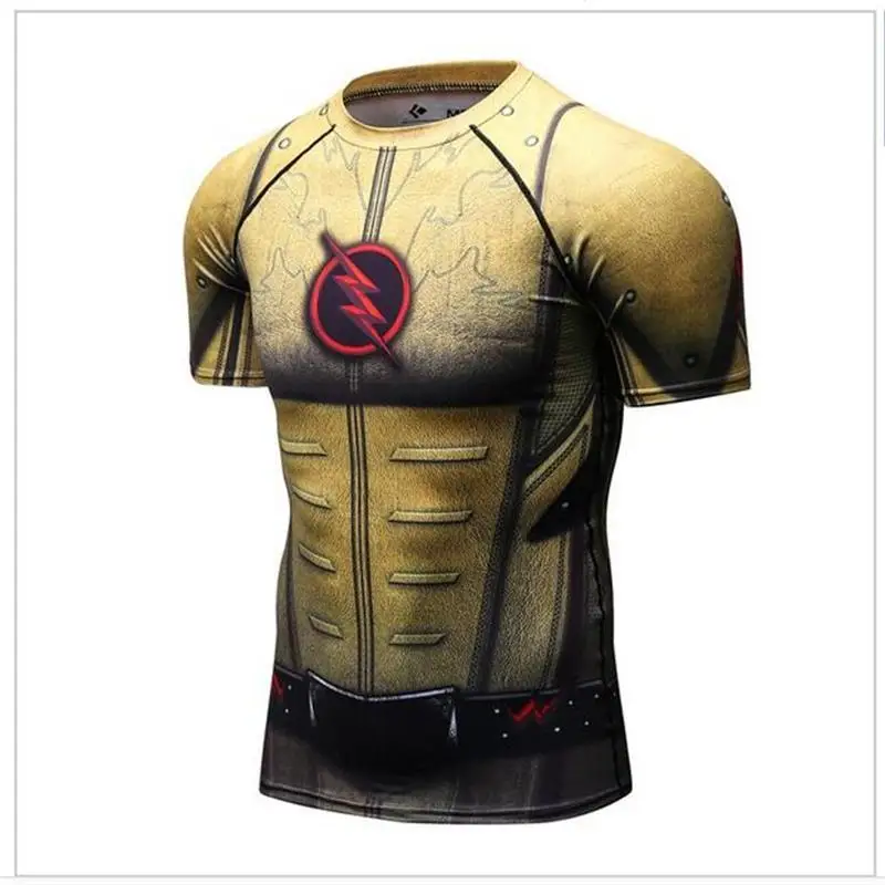 Компрессионная рубашка с 3D-принтом мужские футболки реглан коротким рукавом