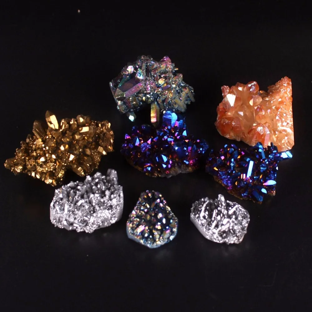 Druzy1pc необработанные жеоды Специальный натуральный камень рейки чакры титановые