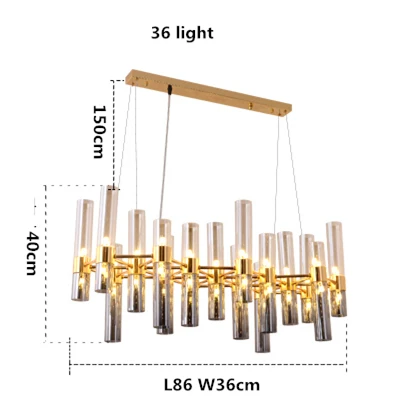 36 light rectangle Скандинавские креативные Bamboom G4 светодиодные люстры, серые стеклянные абажуры, подвесные люстры, освещение - Цвет абажура: 36 light rectangle