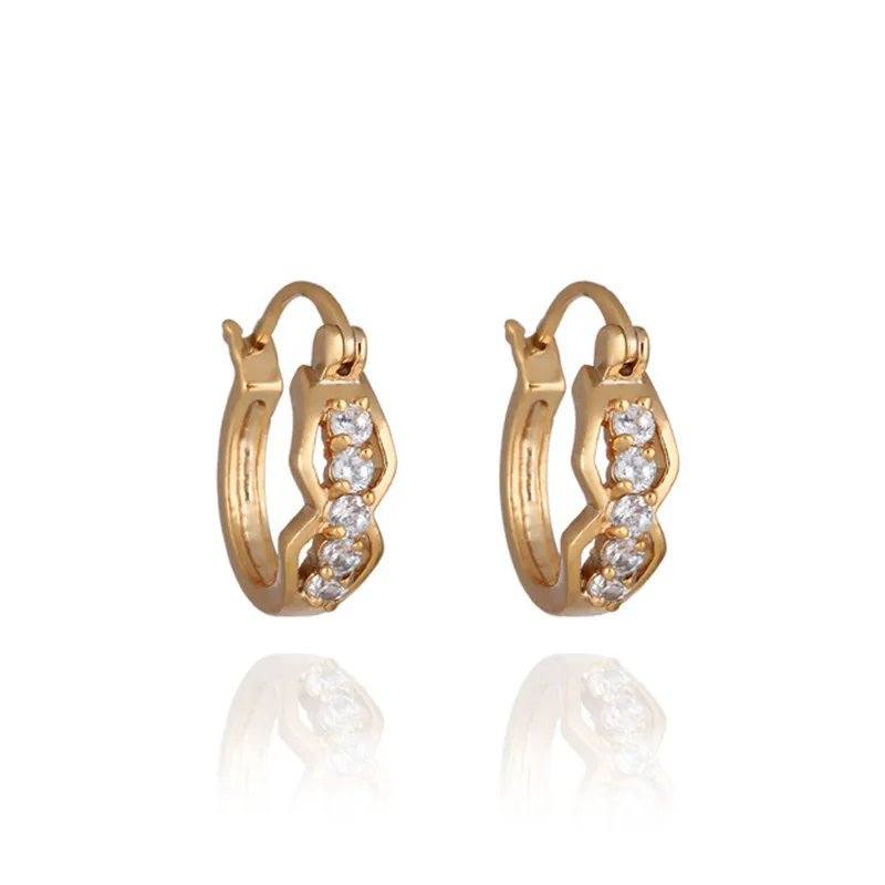 Romantic Hoop Earrings 18K Gold Plated CZ Stones Fashion Women Attractive Earing High Quality JewelleryFree Shipping ER148 | Украшения и