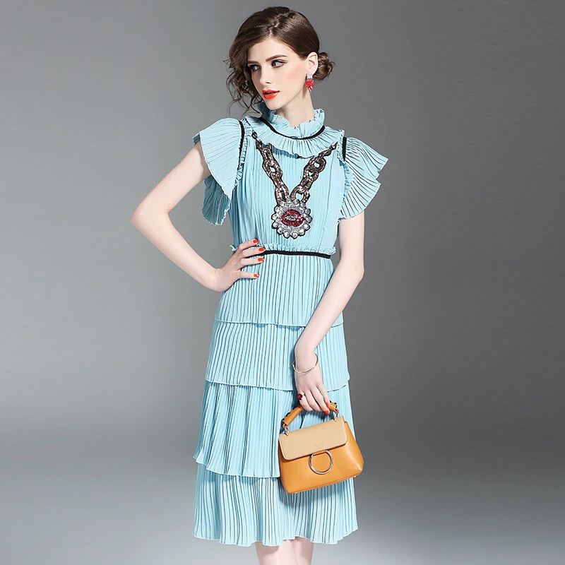 Женское платье большого размера плюс xl летнее Плиссированное Лоскутное Платье