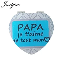 jweijiao to my charming dad diy leather pocket mirror heart mini moive vanity mirror happy fahters day ct517