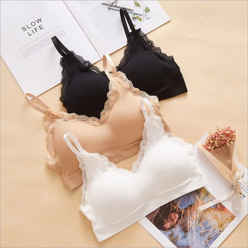 Бюстгальтер Женский Повседневный с кружевом дышащий удобный хлопковый