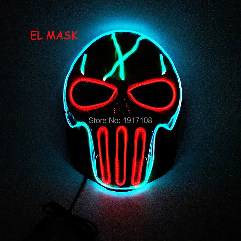Новое поступление, EL маска, звуковая, активированная, EL Wire, маска на Хэллоуин, светодиодный, для выпускного вечера, макияж, Вечерние Маски, вечерние, декоративные, светящиеся маски
