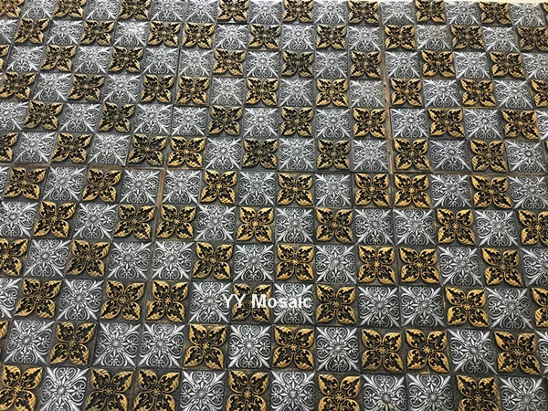 3D Винтаж тиснением Смола из золотистого металла сочетает в себе щитка мозаика