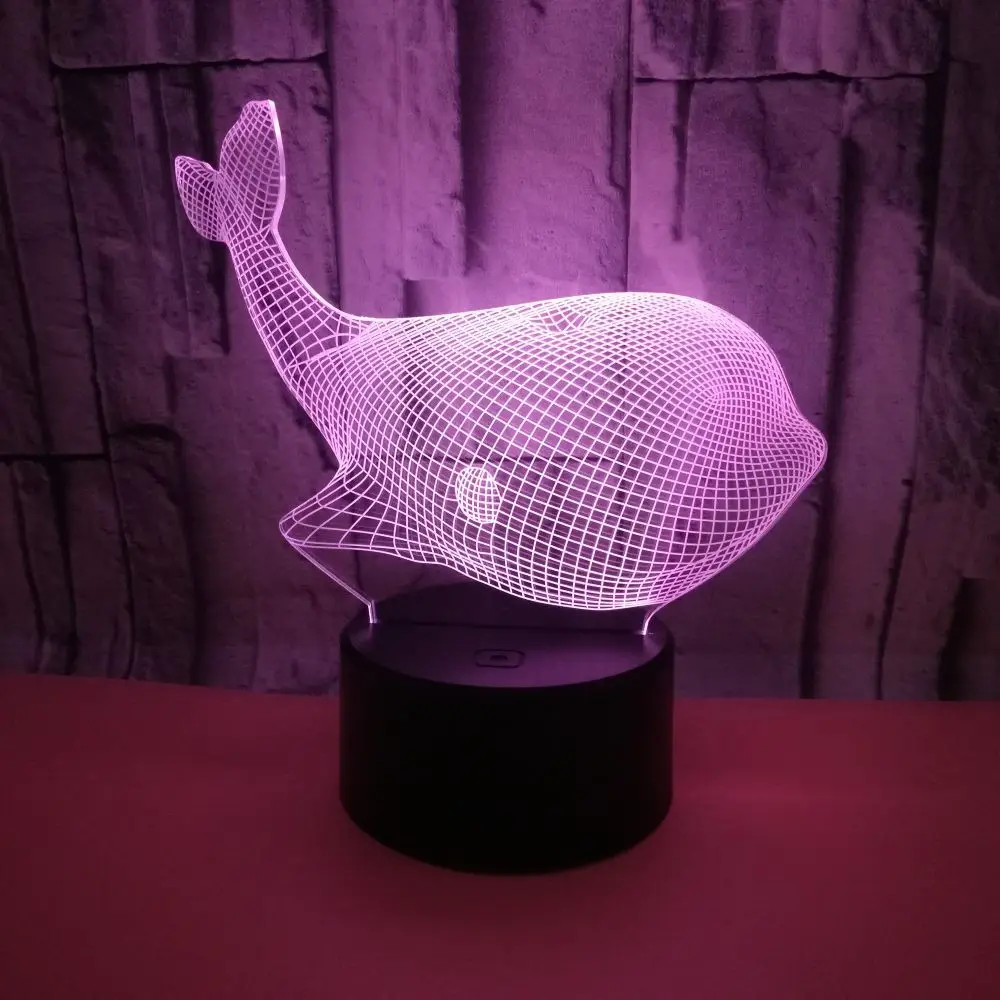 

Whale 3d Night Light Acrylic Remote Touch switch Lovely 7 color change 3D Lamp Christmas decorations gift for baby room lights