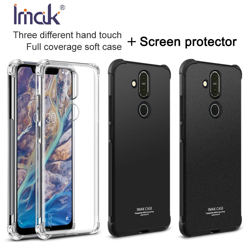 IMAK Airbag For Nokia X7 Cover Silicone Solf TPU for X71 Case + Screen Film 8.1 Shockproof |