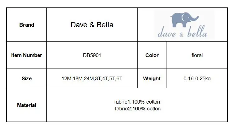 Dave bella/платье принцессы для маленьких девочек; Модное детское платье с цветочным рисунком для свадебной вечеринки, дня рождения; одежда для малышей; DB5901