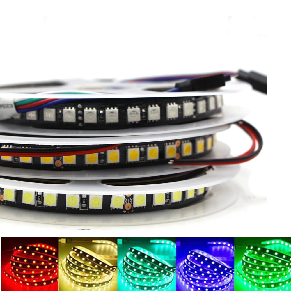 Светодиодная лента 5050 RGB 12 в 120 светодиодов/м 1 м 5 черная печатная плата 600 e