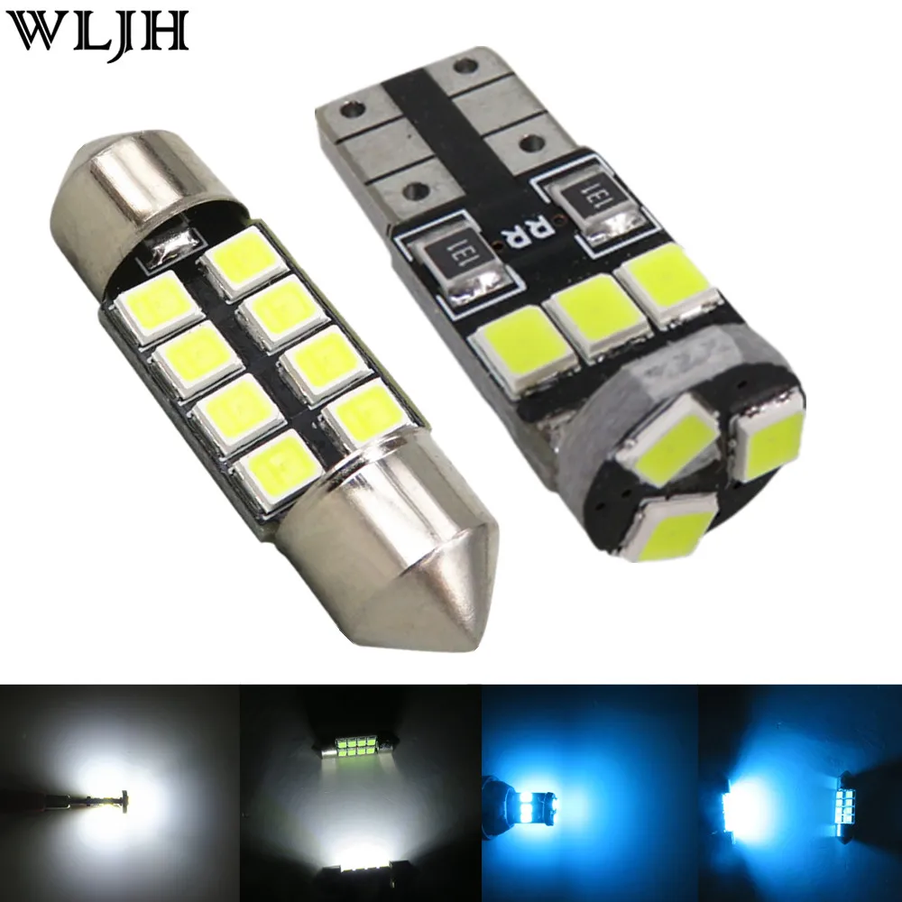 WLJH 6x гирлянда 31 мм T10 W5W лампы 2835SMD карты купола СИД багажник номерные знаки