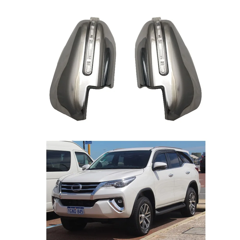 For Toyota Fortuner RAV4 2015 2016 2017 2018 AN150 Rearview mirror cover 2PCS ABS Chrome plated door mirror covers with Led