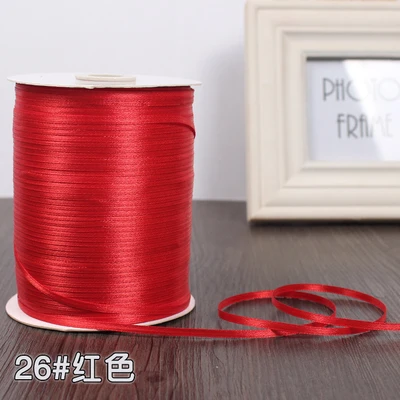 Сатиновая лента для рукоделия и шитья светло синяя 3 мм 25 ярдов|satin ribbon|25 yards satin