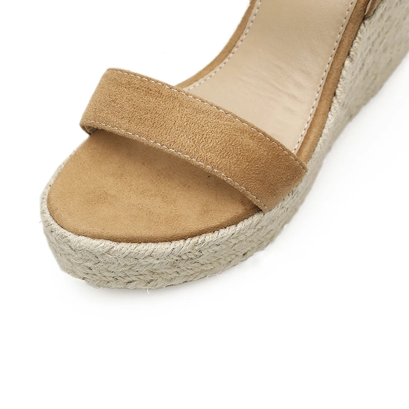 Летние Для женщин S на танкетке Сандалии для девочек модные Лен ткачество женские