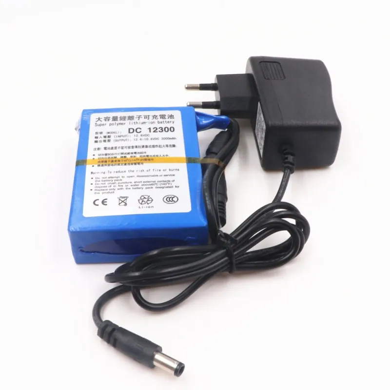 Высококачественный DC 12V 3000mAh литий-ионный Супер перезаряжаемый аккумулятор с вилкой для камеры видеонаблюдения батареи