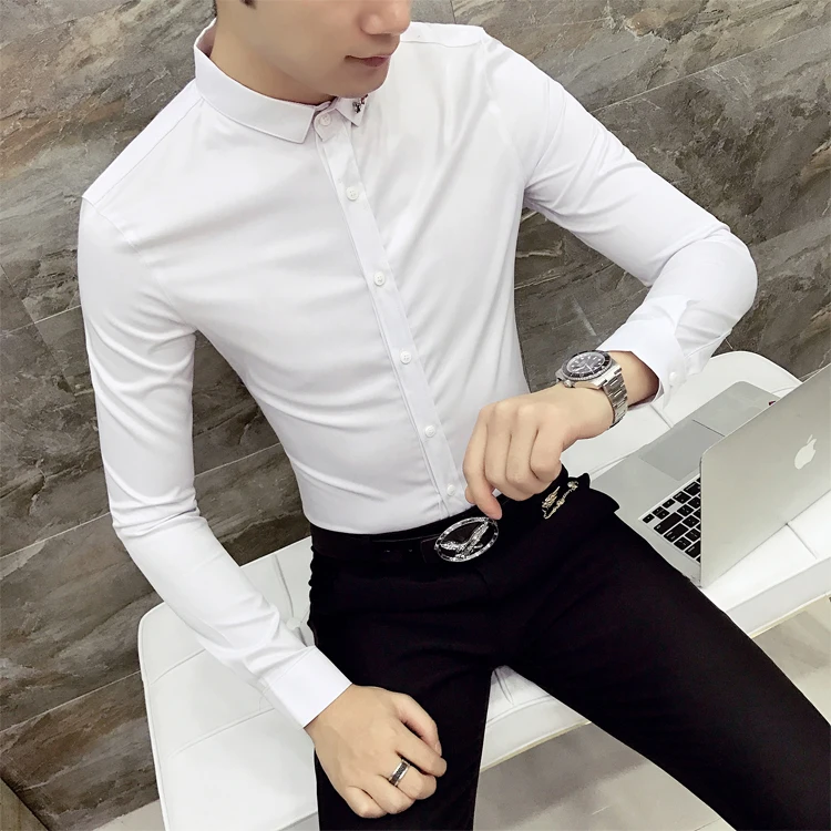 Мужские повседневные облегающие рубашки корейская мода 2017|brand shirt|f shirtsfashion brand shirt