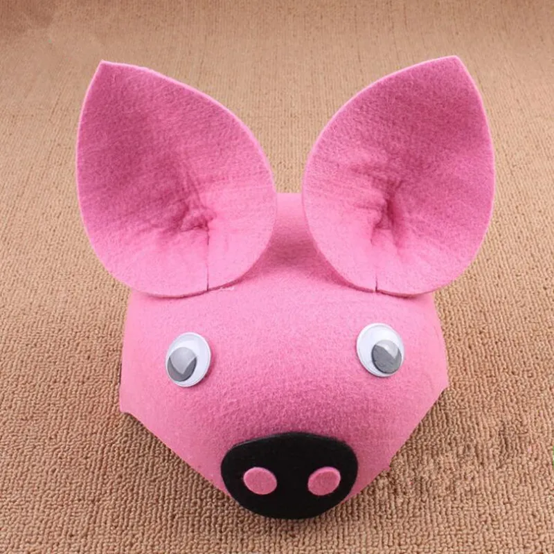 pink pig Прекрасные нетканые шляпы с животными из мультфильмов для детей и взрослых; Семейные реквизиты; вечерние шапки; карнавальный костюм на Рождество и Хэллоуин - Цвет: pink pig