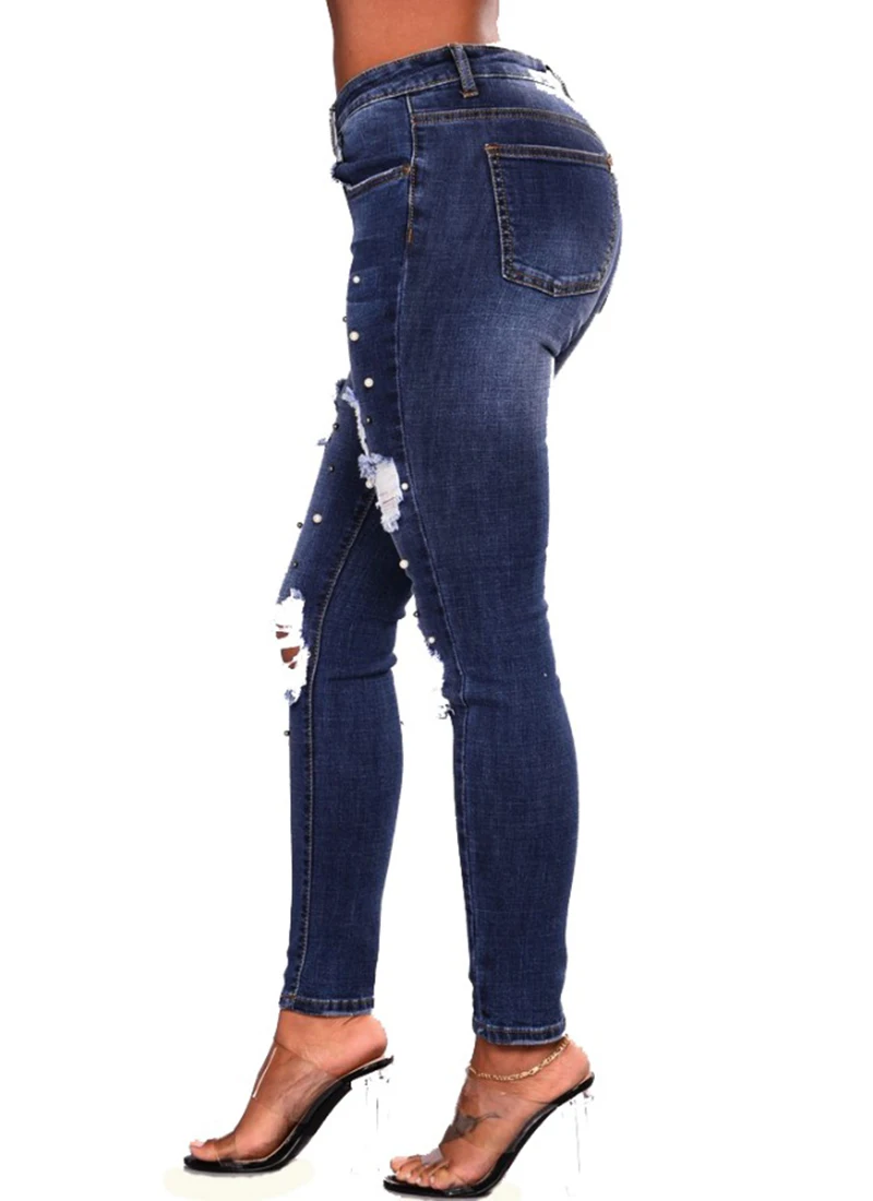 NEW arrivals embroidered flares ripped Jeans Women High Waist pencil pants women Denim Pants Elastic Stretch S-3XL | Женская одежда