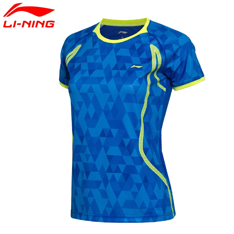 Li-Ning женские рубашки для бадминтона, дышащий светильник, футболки, быстросохнущие спортивные футболки из полиэстера AAYM002 CONF17