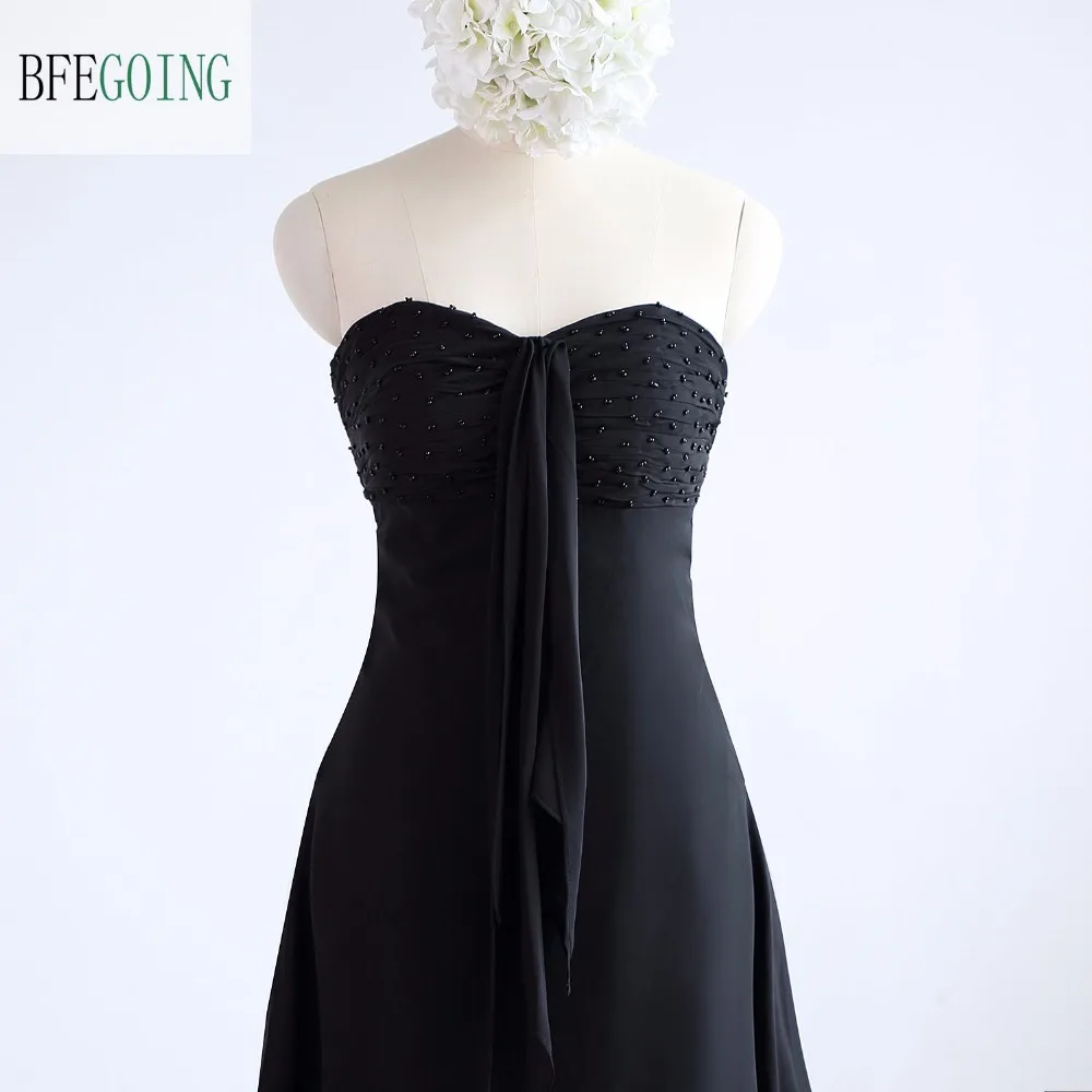 Черное Шифоновое ТРАПЕЦИЕВИДНОЕ вечернее коктейльное платье длиной до колена с