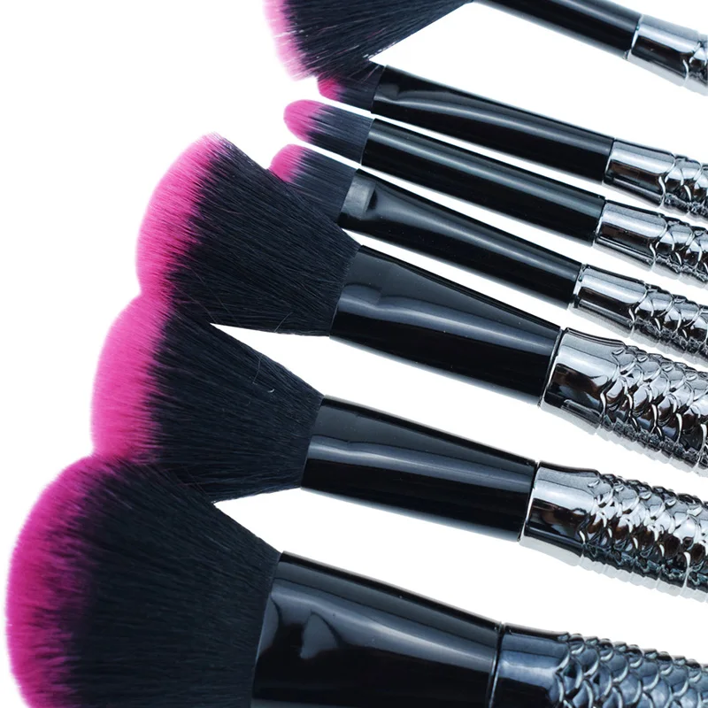 7 шт. черная Русалка макияж кисти набор мультфильм тональный крем пудра подводка