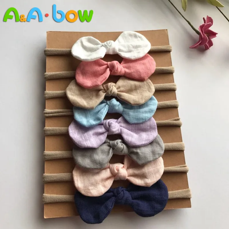 4 шт./лот Высококачественная нейлоновая повязка на голову ручной работы с бантом