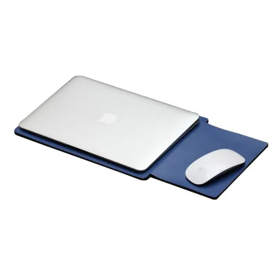 Мягкая сумка для ноутбука с мышкой, чехол для Xiaomi MacBook Air 11,6 12 13, чехол retina Pro 13,3 15 15,6, модная кожаная сумка для ноутбука - Цвет: Leather blue
