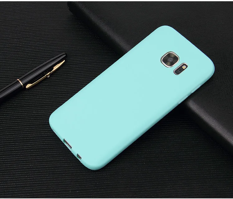 Полный конфеты чехол для samsung Galaxy S3 S4 S5 S6 S7 край S8 S9 плюс J2 J4 J6 A6 A8 J3 J5 J7 Neo металлический стержень резиновый матовый чехол - Цвет: Небесно-голубой