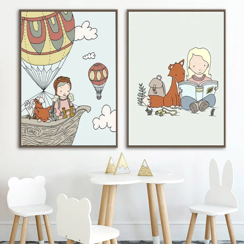 Постер для путешествий в скандинавском стиле с героями мультфильмов храбрость