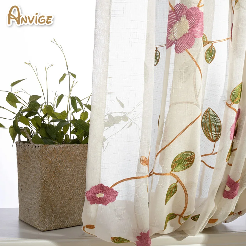 Лен/хлопок вышитые прозрачные Занавески 2 цвета Тюль окна скрининг для спальни