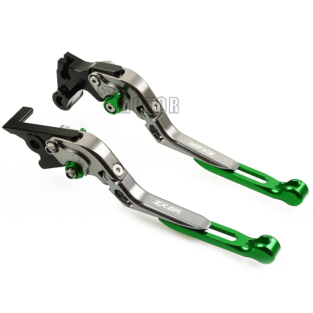 CNC Алюминий мотоциклетные регулируемые складные сцепные рычаги для Kawasaki ZX6R/ZX636R/ZX6RR мотоцикл Складная ZX 6 636 R RR - Цвет: For ZX636R 2007-2016